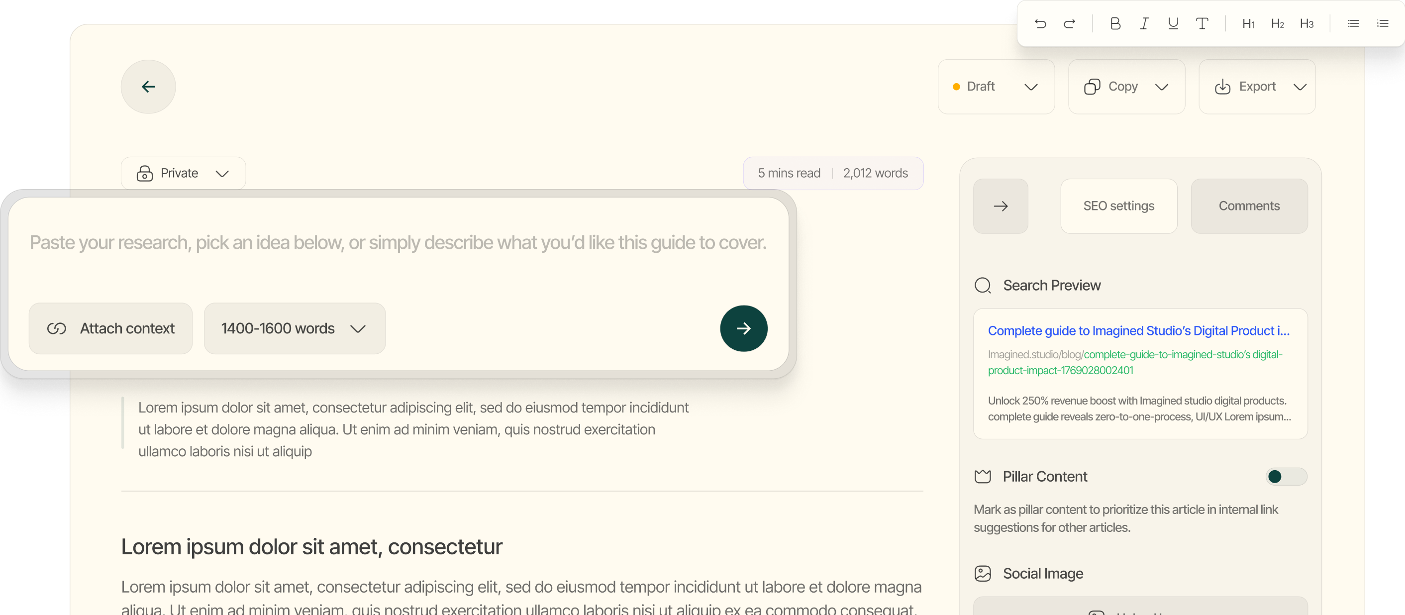 Content engine strategy workspace